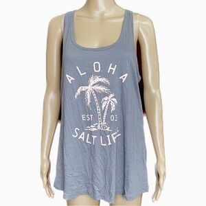 🆕 Salt Life Women’s Grey Tank Top with Pink Graphic